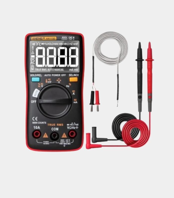 ANENG AN113D True RMS Digital Multimeter – Intelligent Auto Range, NCV, Temperature, 6000 Counts LCD
